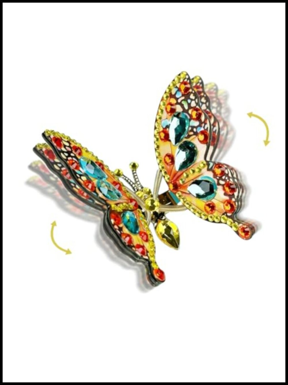 Handmade Fluttering Butterfly Hair Clip with Iridescent Wings & Crystals